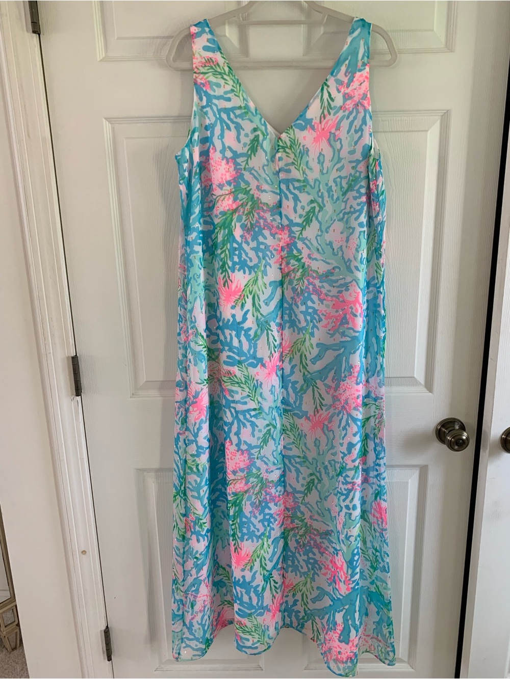 Lilly Pulitzer Light Blue One-Piece Dress with Pink & Green Coral Print
